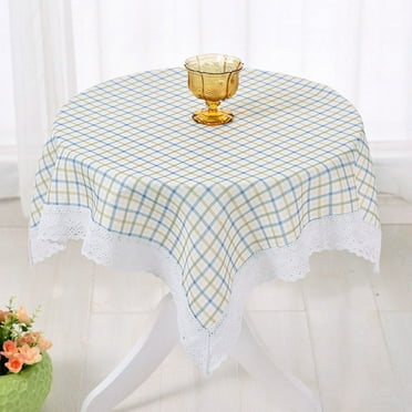 Zhuge Square Tablecloth,Nightstand Tablecloth,Side Table Cover,Table Cloth for Bedside Table/Nightstand/Night Table/Tea Table/End Table,Table Dustcover Doilies for Furniture (checkered blue-green)