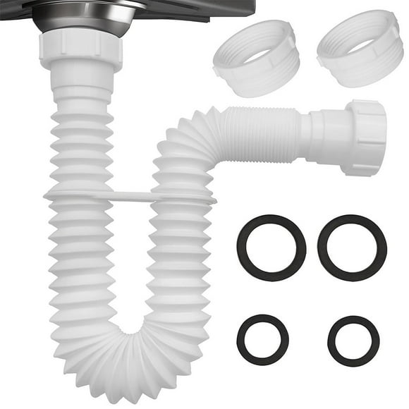 Bgsha Sleek White Flexible Sink Drain Pipe for Modern Bathrooms and Kitchens