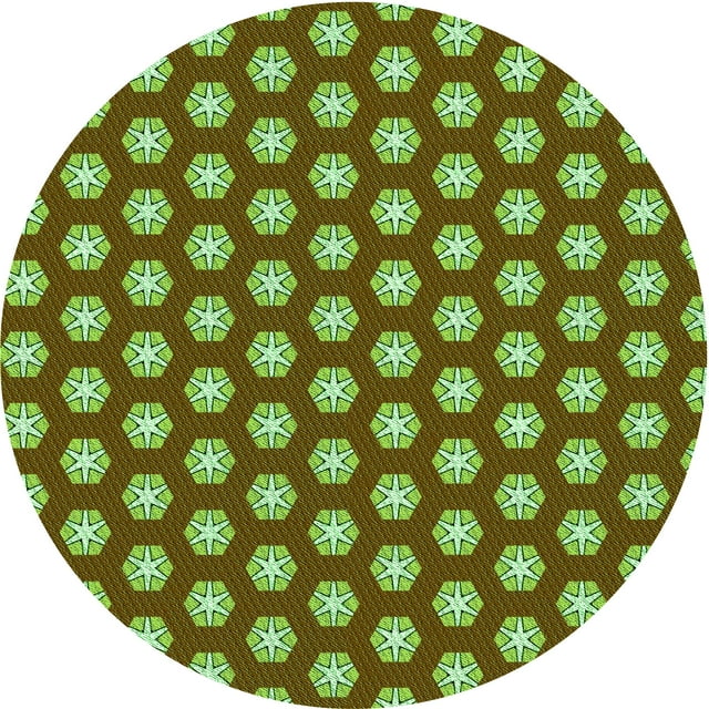 Ahgly Company Machine Washable Indoor Round Transitional Dark Bronze Brown Area Rugs, 3' Round