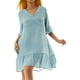 thumbnail image 3 of SAYOO Vestido de Mujer, Cuello en V, Sólido, con Volantes, Suelto, de Verano, Casual, Vestido de Playa SAYOO Sexy, 3 of 9