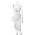 thumbnail image 6 of Bodycon Cocktail Party Dresses for Women Spaghetti Strap Split Twist Back Formal Backless Cami Dress White, XS, 6 of 7