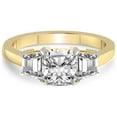 thumbnail image 3 of 1 Carat IGI Certified Cushion Shape Lab Grown Diamond Engagement Ring | 14K Yellow Gold |Dianna Three Stone Side Trapezium Diamond Ring | FG-VS1-VS2 Quality Friendly Diamonds, 3 of 5