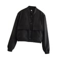 thumbnail image 2 of Chaqueta de mujer de primavera para mujer con bolsillos Ropa de mujer Abrigo casual Negro, 2 of 8