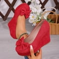 thumbnail image 4 of Chaussures Rouges pour Femmes à Talon Bloc Bout Rond Talon Haut Semelle Épaisse Confortables Antidérapantes Semelle Souple Nœud Durables Légères Respirantes Marche Toute la Journée, 4 of 9