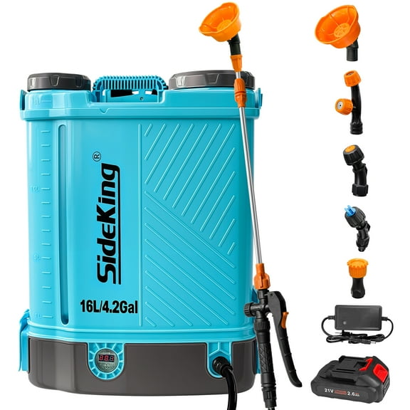 4 Gallon Battery Powered Backpack Sprayer 16L Agriculture Spray 100 PSI 5 Nozzles Electric Graden Sprayer