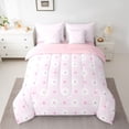 thumbnail image 3 of Feelyou Cute Cartoon Flower Twin Bedding Sets 7-Piece for Teens, Pink Blossoms Floral Bedding Comforter Set, Princess Style Reversible Sheet Sets, Breathable Home Decor, 3 of 8