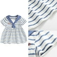 thumbnail image 2 of Toddler Girls Navy Stripe Cotton Dress Breathable Wear Reinforced Stitching Quick Changing Detail, 2 of 9