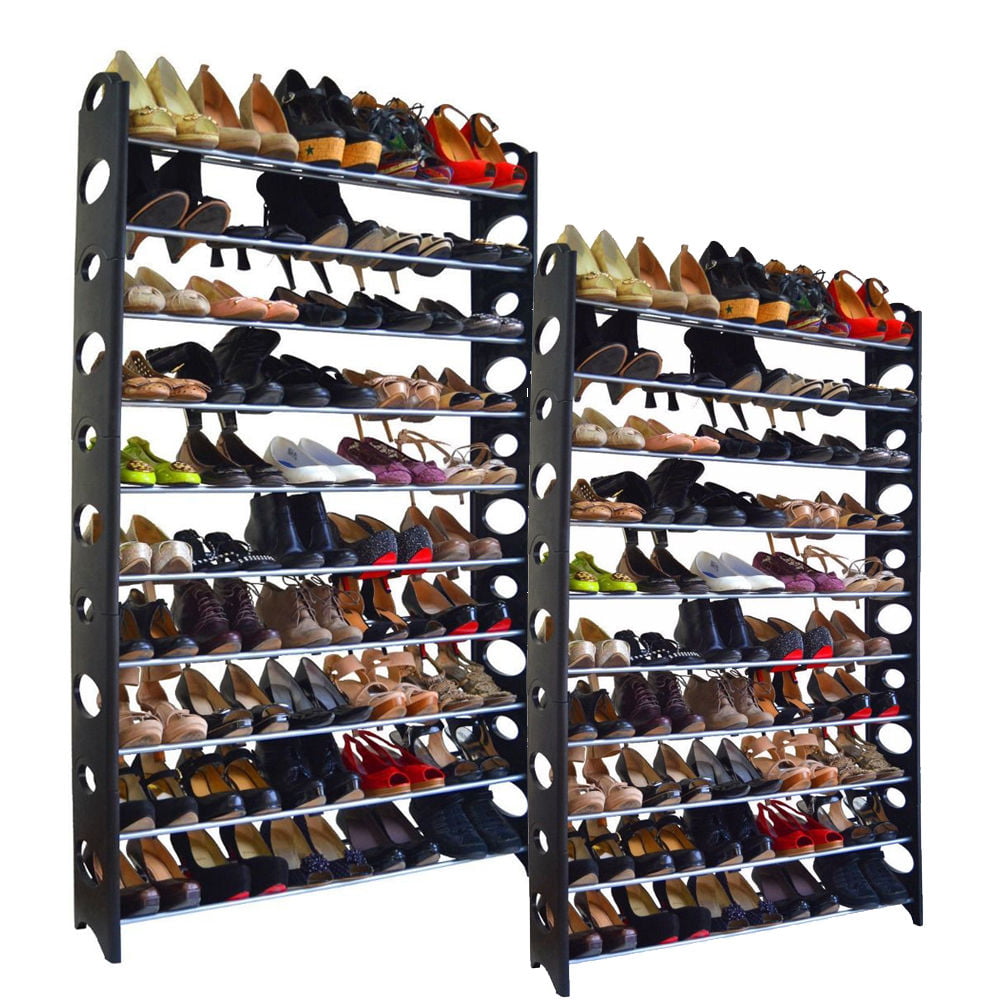 10 Tier 50-60 Pair Free Standing Shoe Rack Organizer Wall Bench Shelf Closet 