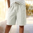 thumbnail image 6 of Evdexr Cargo Shorts Women Drawstring Knee Length Bermuda Shorts Summer Belted Hiking Shorts Oversized Baggy Casual Short with Multi Pockets Khaki L, 6 of 7