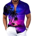 thumbnail image 4 of BUWTTED Mens Shirts Hawaiian Beach Tropical Print Short Sleeve Button Down Loose Summer Casual Holiday Vacation Breathable Purple Shirt L, 4 of 4