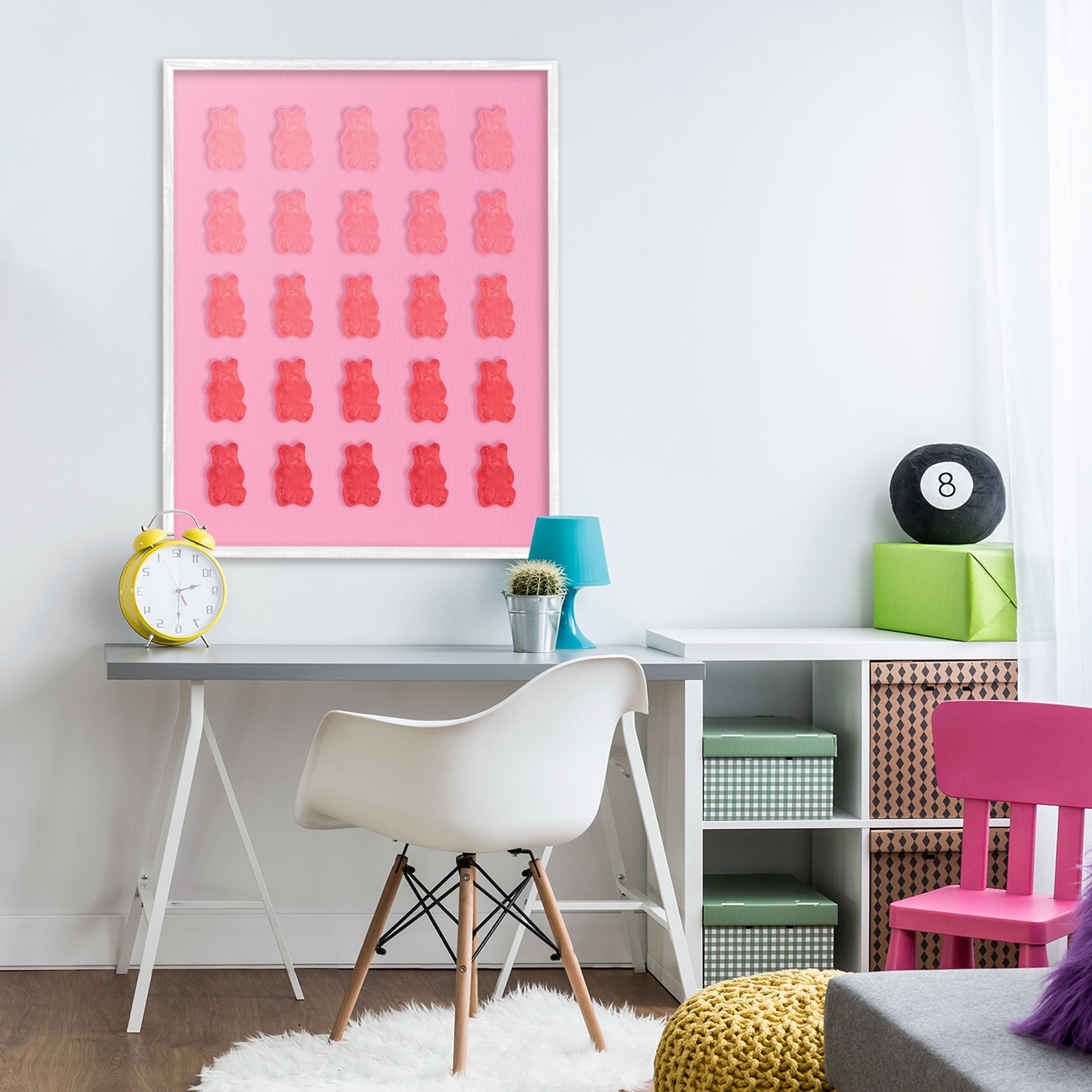 Stupell Industries Sweet Pink Gummy Bears White Framed Giclee Art, design by LISH Creative