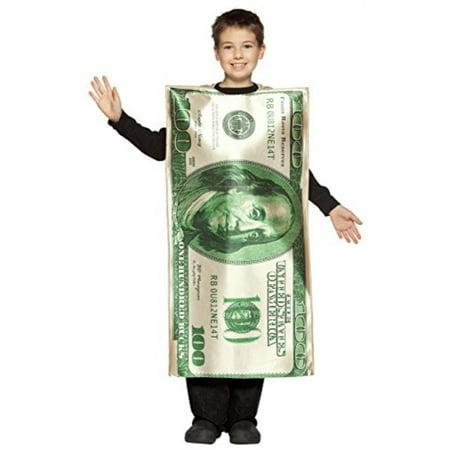 UHC Boy's 100 Dollar Bill Funny Theme Fancy Dress Child Halloween Costume, Child M 7-10