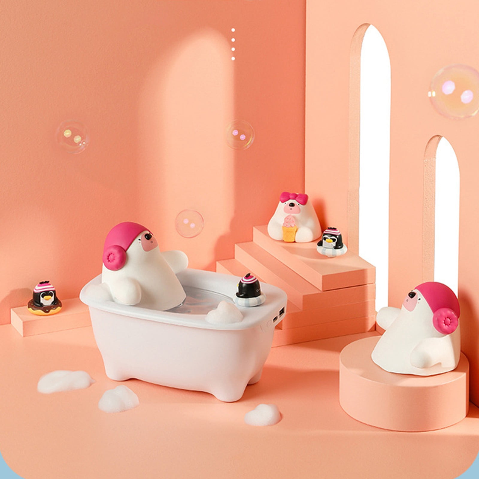 RAPOBRIX Polar Bear Bathtub Humidifier - Aroma Diffuser White Bear Spa Steam Essential Oil Mist for Bedroom