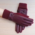 thumbnail image 2 of Guantes cálidos de terciopelo para pantalla táctil de otoño e invierno para mujer, de algodón, para montar al aire libre, de cuero y terciopelo, 2 of 4
