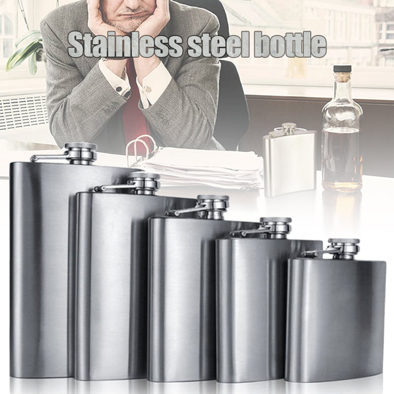 1-10oz Stainless Steel Hip Liquor Whiskey Alcohol Flask Cap Pocket Wine Bottle 