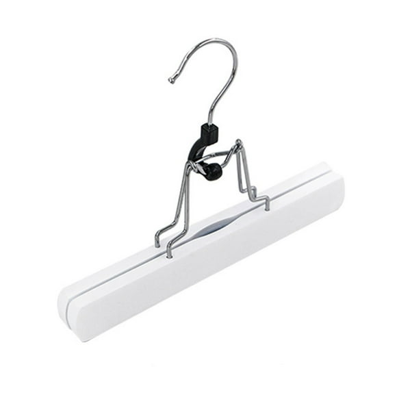 Wooden Pants Hangers, Heavy Duty Non Slip Skirt Hangers, Smooth Finish Solid Wood Clamp Hangers Hair Extension Hangers Jeans/Slack Hangers with 360° Swivel Hook (Black/1 Pcs) 9.05x6.69"