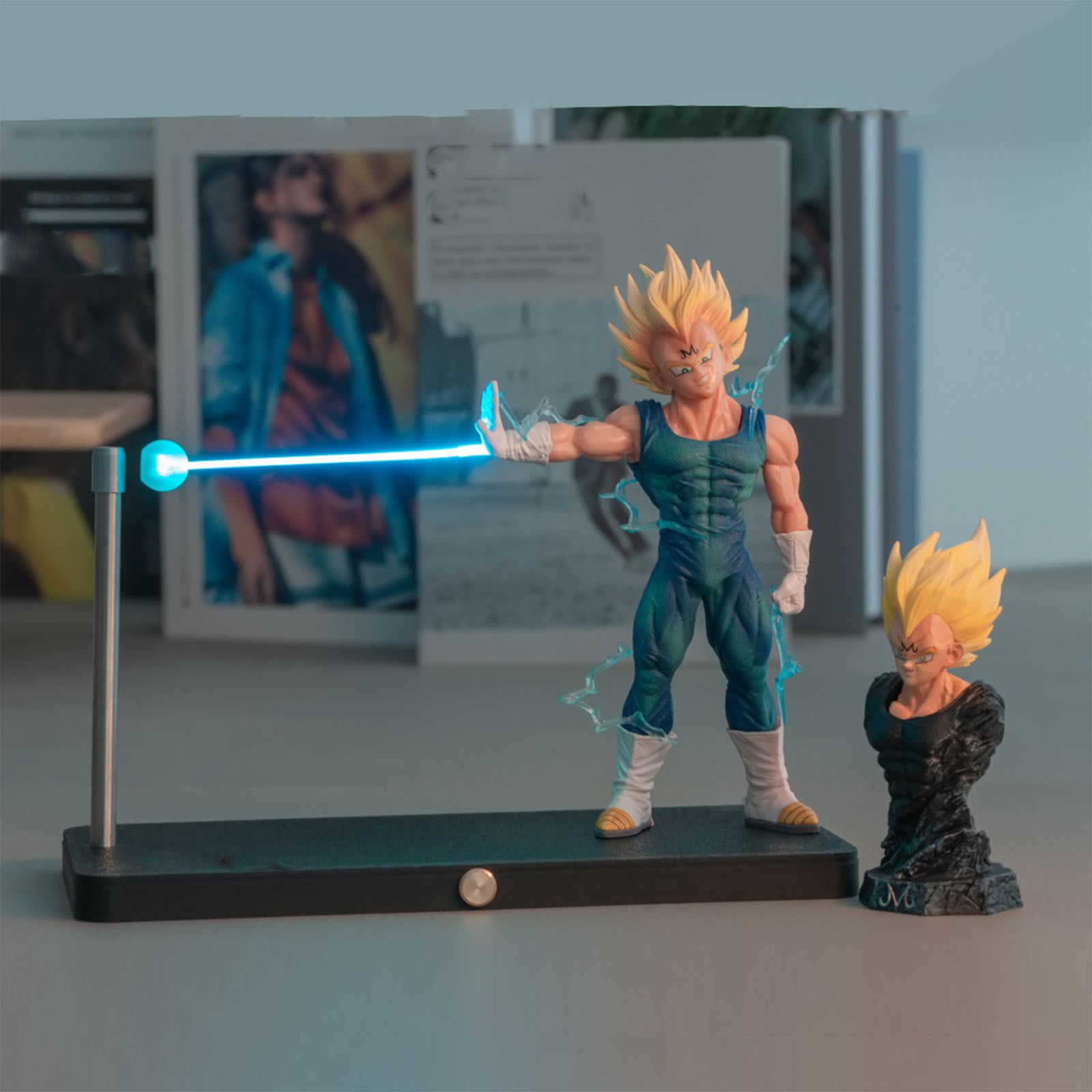 Dragon Ball Anime Character Night Light Figurine Decorative Led Lamp Son Goku Toys Peripheral Desktop Ornament-Two Figurines Replaceable