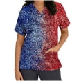 thumbnail image 3 of Gamivast Scrubs for Women Distressed Flag Star Print Short Sleeve Nursing Scrubs Breathable V-Neck Scrub Shirts Relaxed Healthcare Workwear Top, 3 of 5