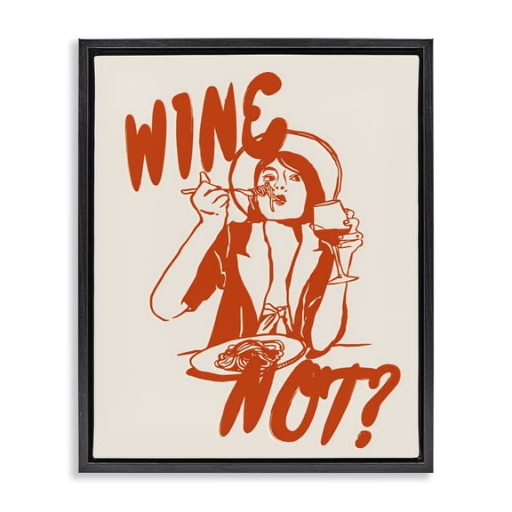 Stupell Industries Wine Not Retro Meal Time Black Framed Floater Canvas Wall Art, design by The Prints Vibe