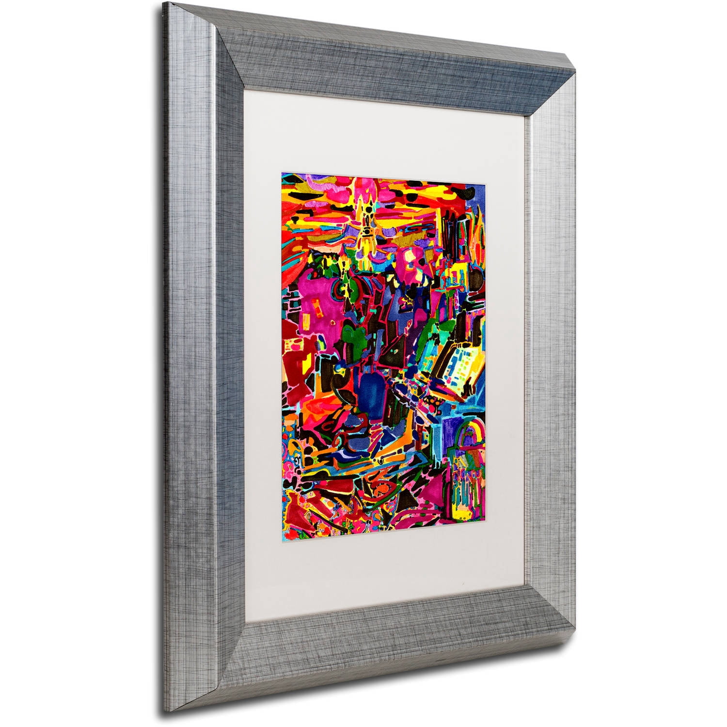 Trademark Fine Art "Fire In The Arcade" Canvas Art by Josh Byer, White Matte, Silver Frame