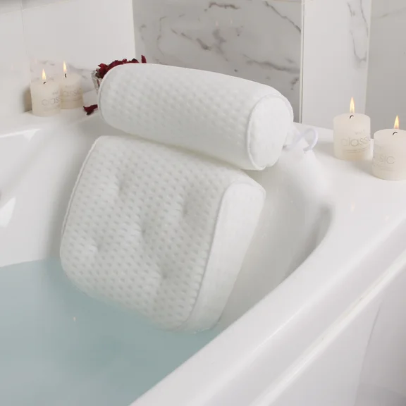 TEDresco Bath Pillow for Bathtub with Quick-Dry Air Mesh, Non-Slip Suction Cups, Neck, Head & Back Support