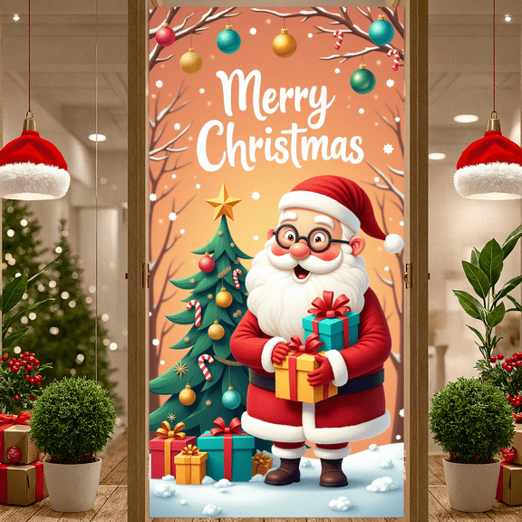 Decorative Design Merry Christmas Banner Holiday Decoration Polyester Material Festive Backdrop for Christmas Party Event Decoration Holiday Celebration