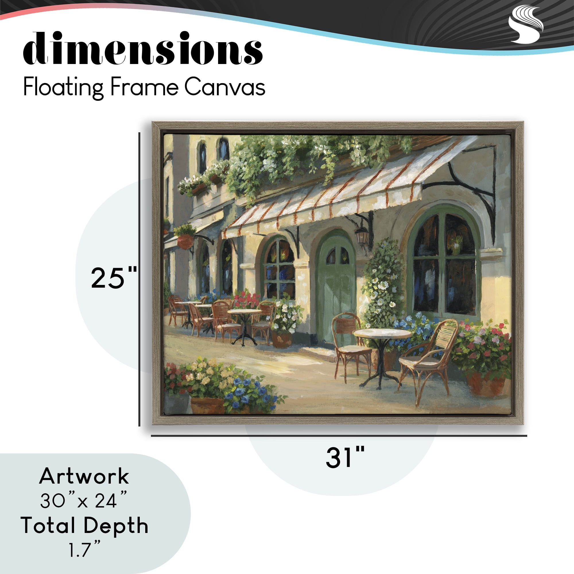 Stupell Industries Cozy Cafe Sunlit Patio Brown Framed Floater Canvas Wall Art, design by Nan