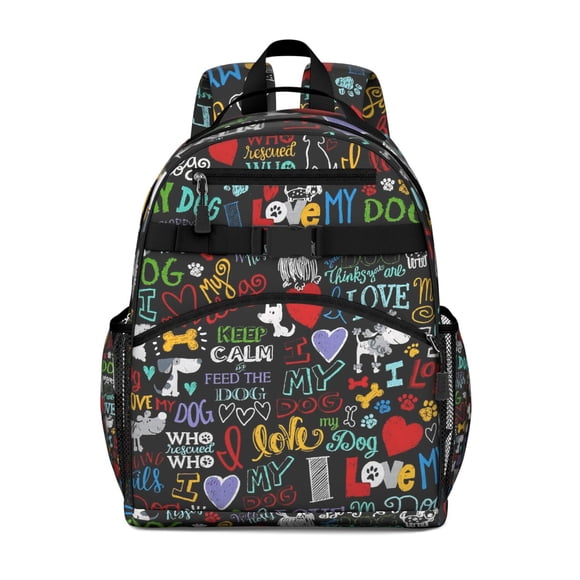 Sac à Dos d'Art avec Chien et Nature, Imprimé Artistique de Chien avec Éléments Floraux et Naturels pour Étudiants