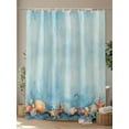 thumbnail image 4 of Fsddascl Coastal Starfish Shower Curtain Set - 36" x 78" Washable Bathtub Curtain with 12 Hooks, Retro Blue Ocean Shell Watercolor Waterproof Fabric Stall Shower Curtains for Bathroom/Bathtub Décor, 4 of 6