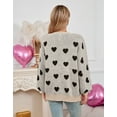 thumbnail image 7 of Women's Heart Knit Cardigan Sweater, V-Neck Long Sleeve Loose Fit Casual Knitwear for Fall and Winter, 7 of 7