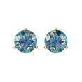 thumbnail image 3 of 4 ct Screw-Back Stud Earrings for Women | 8.0mm Round Cut Blue Moissanite | 18K Yellow Gold, 3 of 5