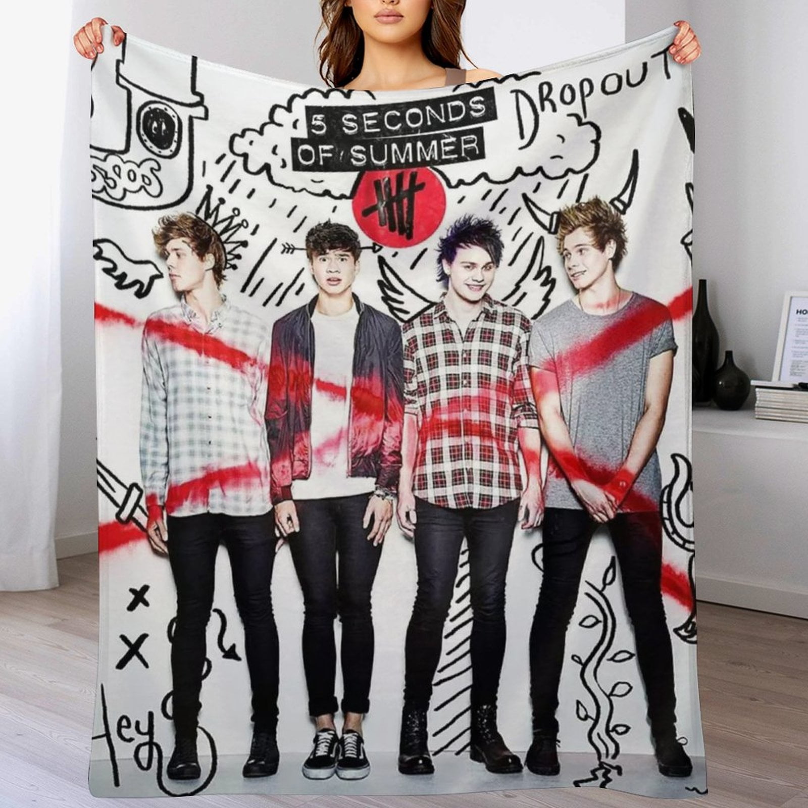 5 Seconds of Summer 5Sos Ultra Soft Bed Blanket Anti pilling Flannel Blanket Cozy Air Conditioning Blanket for Bedroom Living Room 50 x60