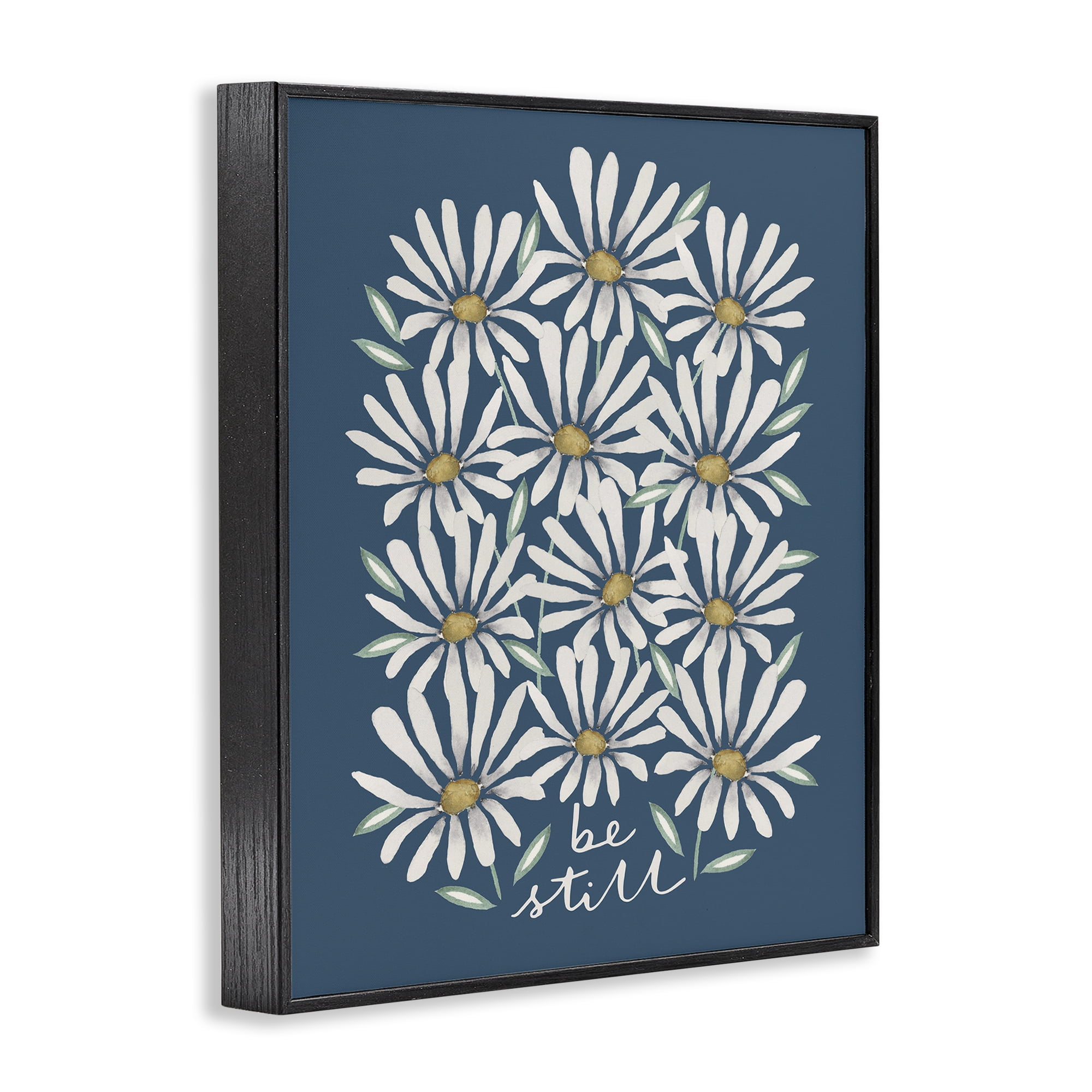 Stupell Industries Be Still Daisy Pattern Botanical & Floral Painting Black Framed Art Print Wall Art, 11 x 14