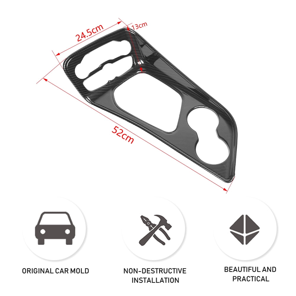 CheroCar Car Gear Shift Panel Trim Cover Carbon Fiber for Dodge Challenger 2015-2023 Black