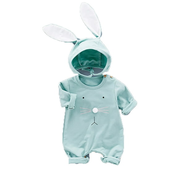 FAOWME Fairy Baby Easter Outfits Bunny Romper Baby Boy Girls Bodysuit Jumpsuit Onesie With Rabbit Hat Cap 0 18M Mint Green 12-18 Months