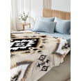 thumbnail image 4 of Boho Black Brown California King Size Flat Sheet, Wrinkleproof & Fadeproof Cooling Flat Bed Sheet Only, Vintage Southwestern Ethnic Geometric Breathable Soft Bedding Top Sheets 108 x 98 Inches, 4 of 8