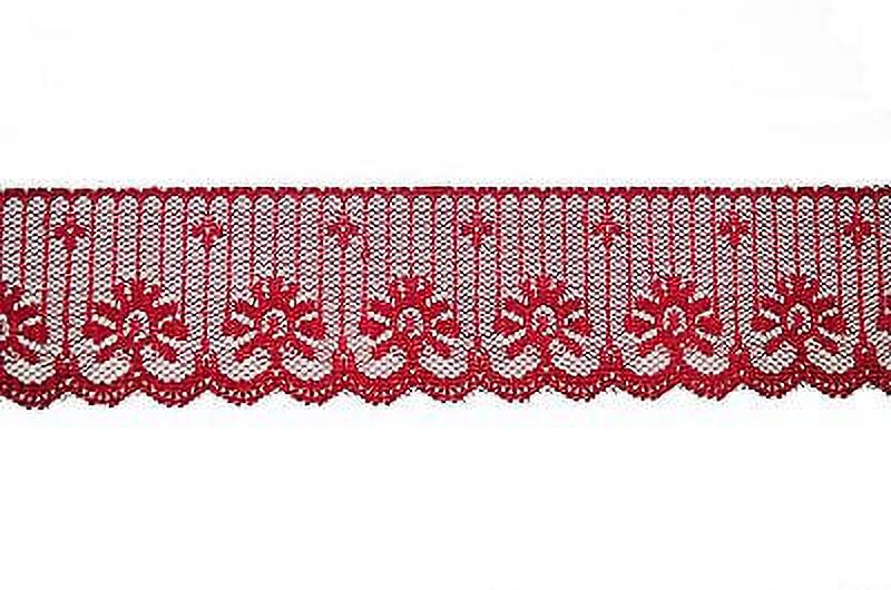 Lily 1-3/4" Ivory Peach Burgundy Flat Raschel Floral Lace Trim Wholesale Lot