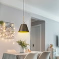 thumbnail image 6 of Industrial Pendant Light with Antique Bronze Rod & Gilded Canopy | 10.6"Linen Drum Shade Coffee Wrought Iron Chandelier - 55.1" Hanging Cord E26 Socket  for Dining Room Bedroom, 6 of 10