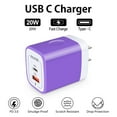 thumbnail image 3 of USB C Charger Block,ABCPOW 20W PD Type C Charger Block QC3.0 Dual USB Wall Charger Adapter Plug USB C Brick Power Delivery Fast Charge Quick Charging USB Charger Block,Purple, 3 of 8