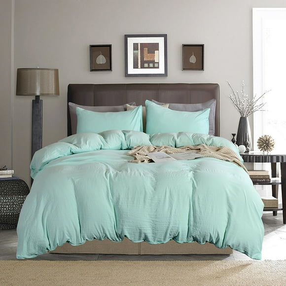 Housse de Couette Bleu Lac, Fermeture Éclair en Microfibre Ultra Douce 2 Pcs (1 Housse de Couette + 1 Taie d'Oreiller), Housse de Couette avec Attaches aux Coins (Bleu Lac, Lit Simple)