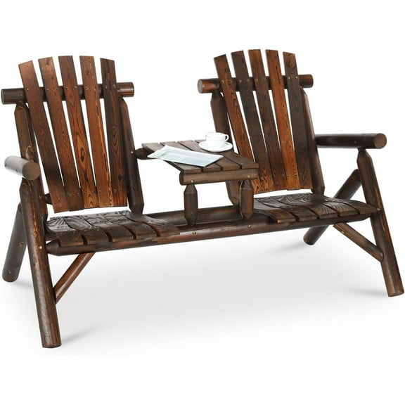 HOMEDIARY Fir Wood Adirondack Chairs, Carbonized