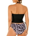 thumbnail image 5 of pimelu Bathing Suit Womens Swimsuits Two Piece Swimsuits for Women Tankini Sets Slim Strap Halter Tankini Sets with Drawstring Summer Vintage Leopard Swimwear with Trunks, 5 of 7