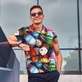 thumbnail image 3 of Kdxio Easter Egg Print Men's Short Sleeve Polo Shirt,Midweight Men's Shirt, 3 of 6