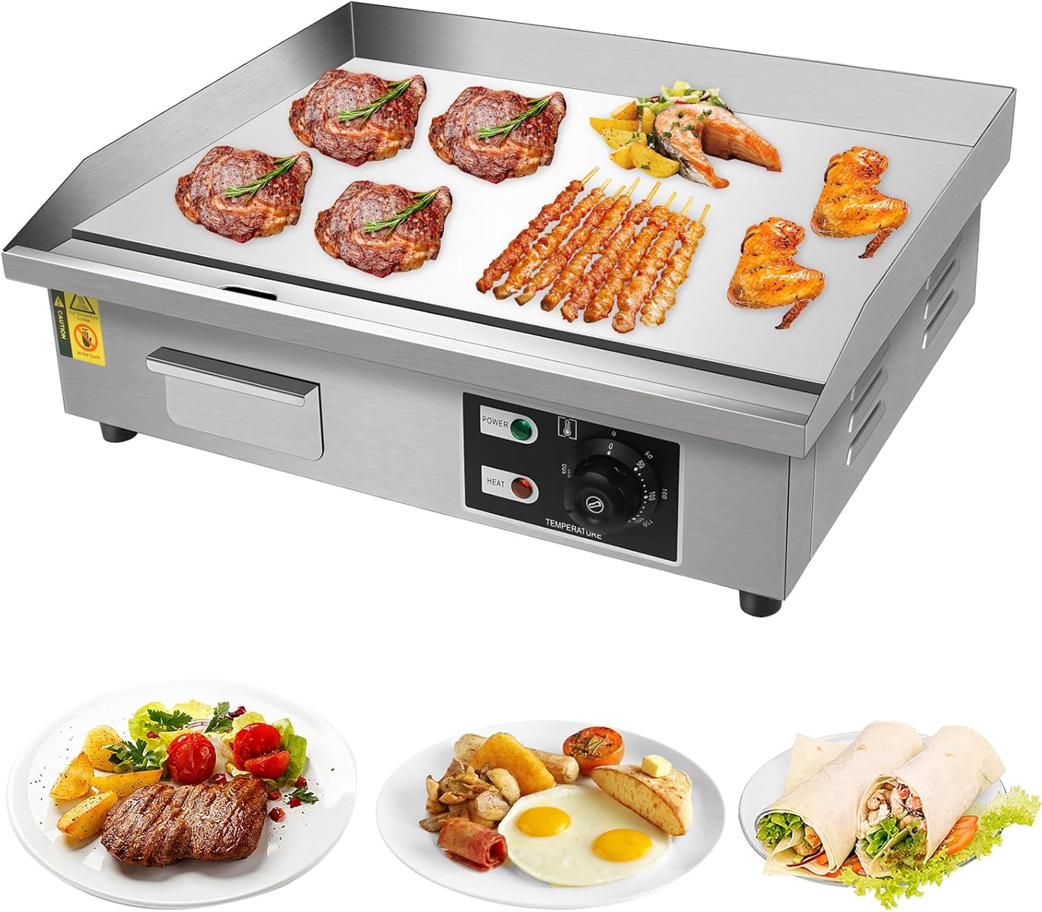Electric Flat Top Grill 22 Inch Griddle Stand ZXMOTO 14
