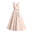 thumbnail image 4 of EliteGoogv Womens Cocktail Dresses Sleeveless V Neck Midi Dresses For Women Belted Waist Flowy Fit Summer Dresses Evening Party Dresses Light Pink, 4 of 5