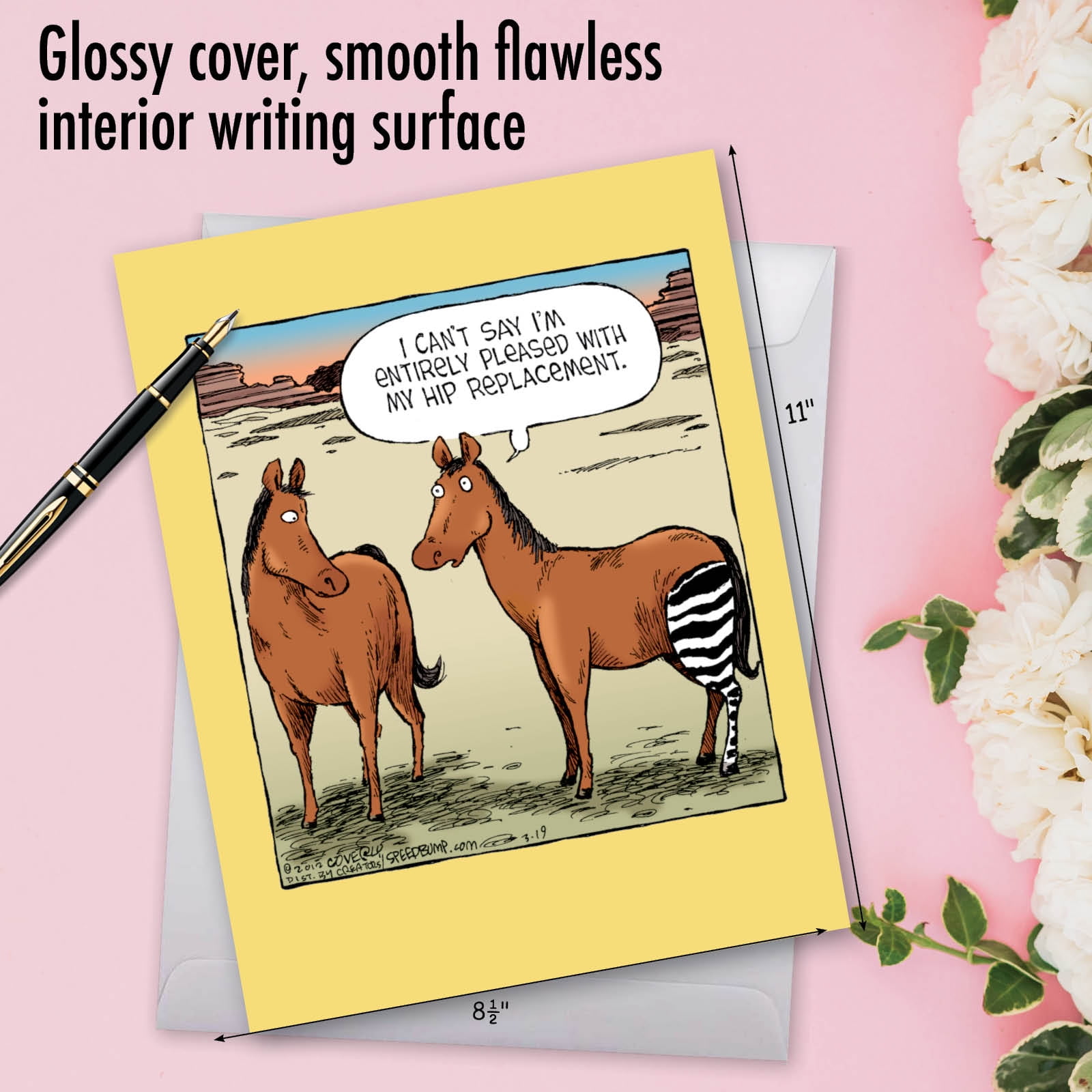 1 Jumbo Funny Get Well Soon Greeting Card (8.5 x 11 Inch) - Horse