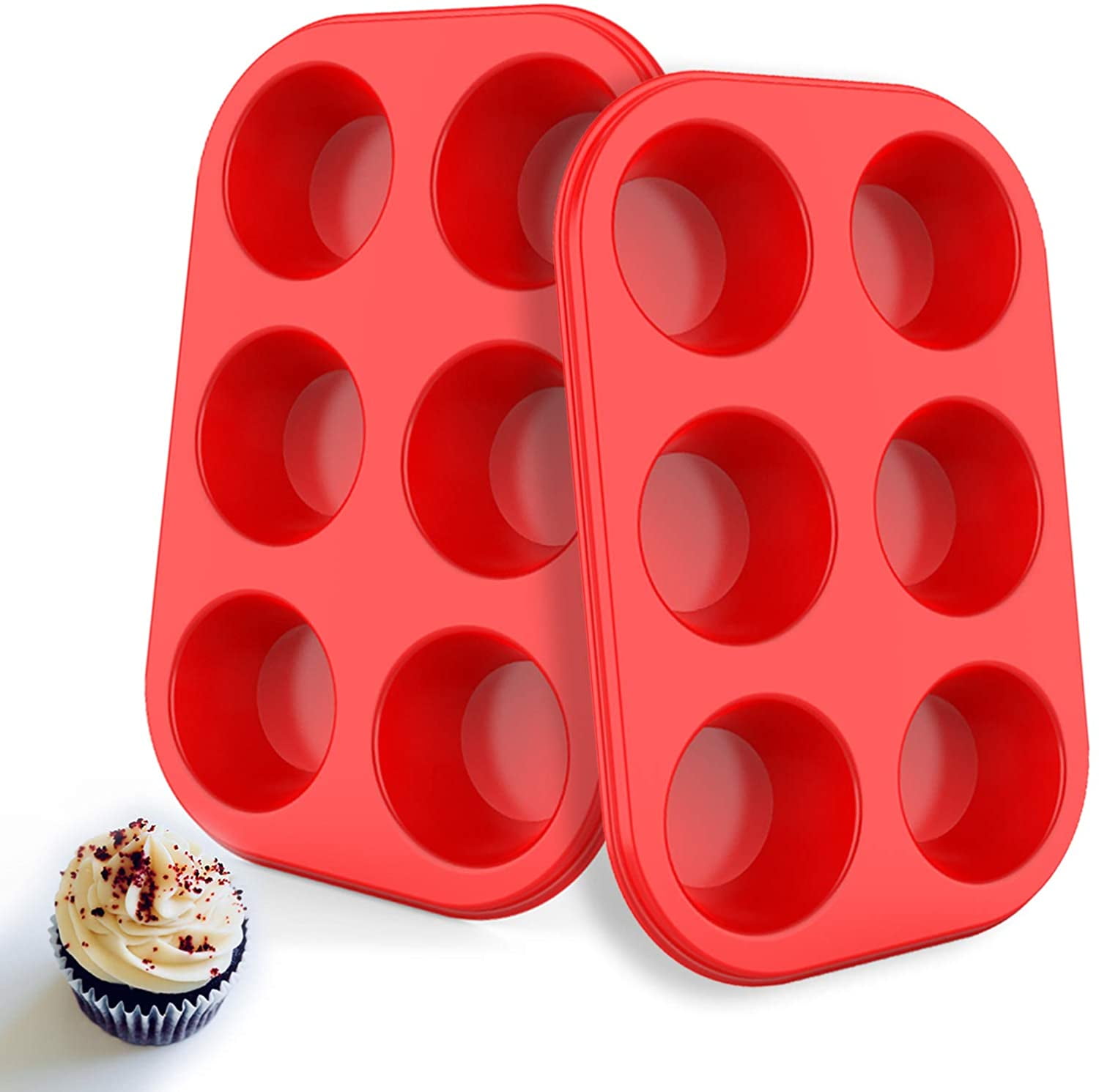 2 Pack 12 Cavity Muffin Cupcake Silicone Mold Cookie Mould Pan Tray Baking Red 2 Pack 12 Cavity Muffin Cupcake Silicone Mold Cookie Mould Pan Tray Baking Red