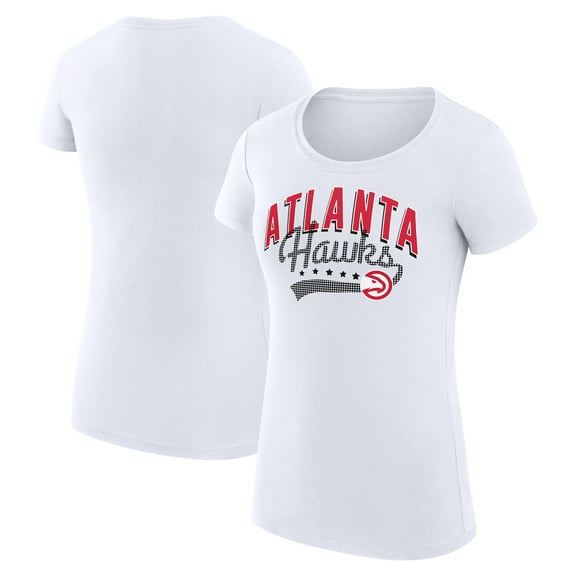 Women's G-III 4Her by Carl Banks White Atlanta Hawks Super-Slim Fit Lightweight Filigree Logo T-Shirt
