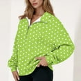 thumbnail image 2 of XPMWRP Women's Polka Dot Sweatshirt Half Zip V Neck Pullover Casual Long Sleeve Shirts Winter Fleece Warm Sweatshirts Tops Green M, 2 of 6