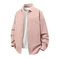 thumbnail image 1 of hotojiny Mens Jacket Shirts Long Sleeve Button down Big and Tall Shacket Jacket Solid Color Loose Fit Warm Fall Coat, 1 of 6